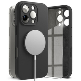 Etui Ringke do iPhone 16 Pro, Silicone MagSafe, czarne + Szkło Hartowane 9H