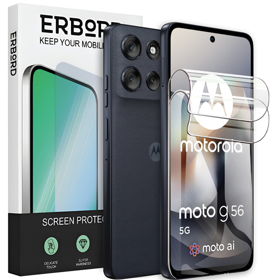 2x Folia Hydrożelowa do Motorola Moto G56 5G, ERBORD Hydrogel Foil