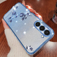 Etui do Samsung Galaxy S23, Glitter Flower, niebieskie