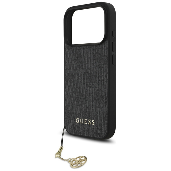 Etui GUESS do iPhone 17 Pro, 4G Charms Collection Hardcase, do MagSafe, czarne