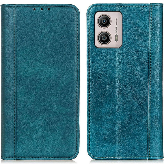 Etui z klapką do Motorola Moto G53 / G23 / G13, Split Leather, zielone