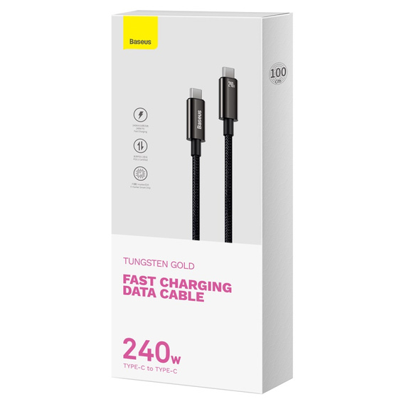 Baseus Tungsten PD kabel USB-C USB-C 1 m 240 W Czarny