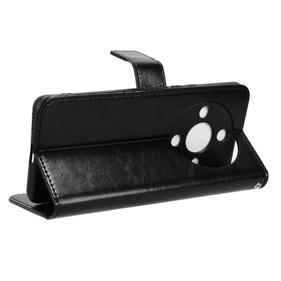 Etui z klapką do Honor Magic 6 Lite 5G, Crazy Horse Wallet, czarne