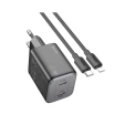 Ładowarka sieciowa HOCO 2x Typ-C + kabel Typ-C do Lightning PD/QC 45W GaN N42 czarna