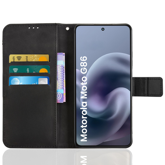 Etui z klapką do Motorola Moto G86 5G, Crazy Horse Wallet, czarne