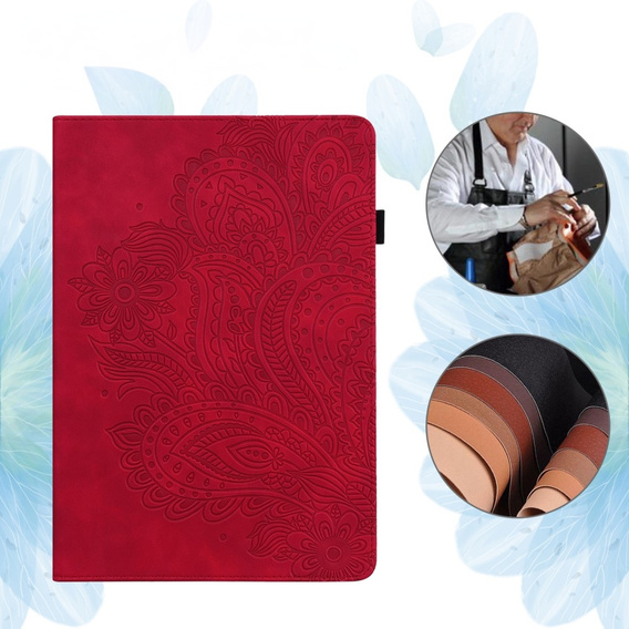 Etui do Xiaomi Redmi Pad SE 11", Flowers, czerwone