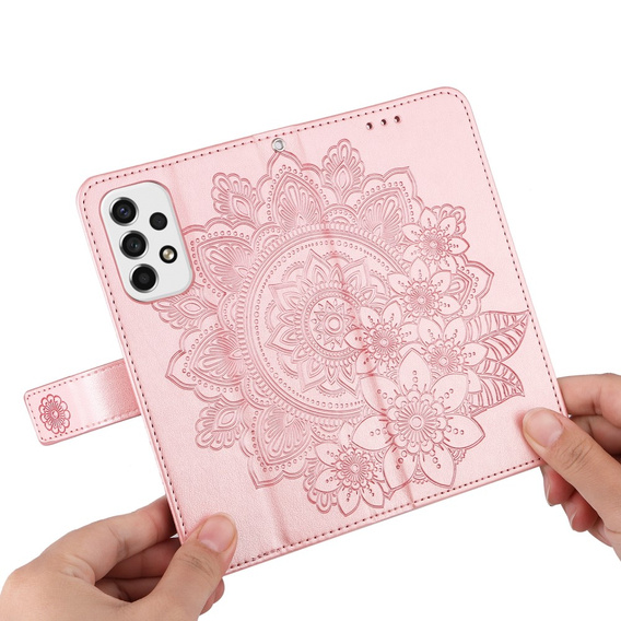 Etui z klapką do Samsung Galaxy A53 5G, Mandala Flower, różowe Rose Gold