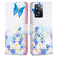 Etui z klapką do OPPO A57 / A57s, Wallet, Butterfly & Flowers białe