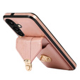 Etui do Samsung Galaxy A25 5G, Card Holder, z paskiem na ramię, różowe rose gold