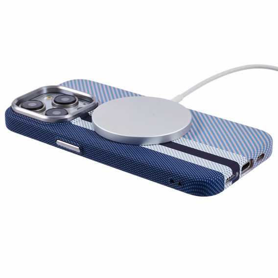 Etui do iPhone 14 Pro, Carbon Fiber MagSafe, niebieskie