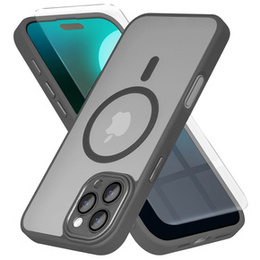 Etui do iPhone 16 Pro Max, do MagSafe, ERBORD Matt Case, szary + Szkło na ekran