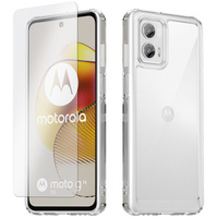 Zestaw Etui do Motorola Moto G73 5G, Fusion Hybrid, przezroczyste + szkło