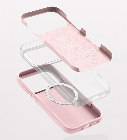 Etui silikonowe do iPhone 17 Pro Max - kompatybilne z MagSafe, antywstrząsowe, różowe