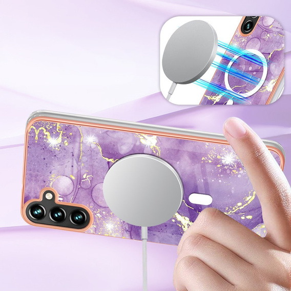 Etui do Samsung Galaxy A54, do MagSafe, Marble, fioletowe
