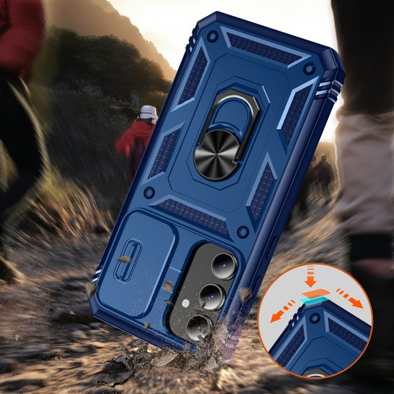 Etui pancerne do Samsung Galaxy S23 FE, CamShield Slide, niebieskie