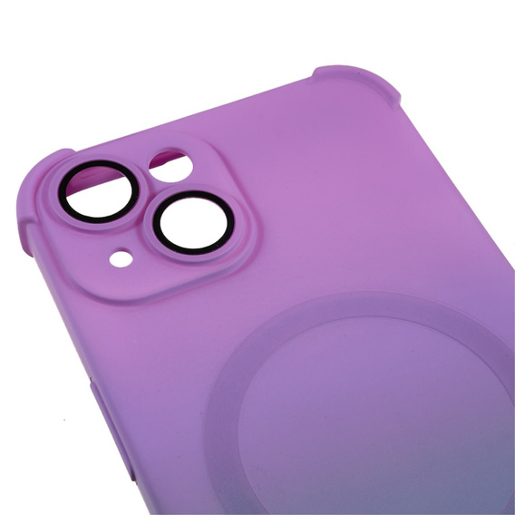 Etui silikonowe do iPhone 14 Plus, Gradient Magnetic, do MagSafe, fioletowe / szare