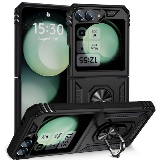 Etui pancerne do Samsung Galaxy Z Flip7 FE / Z Flip6, Nox Case Ring, czarne