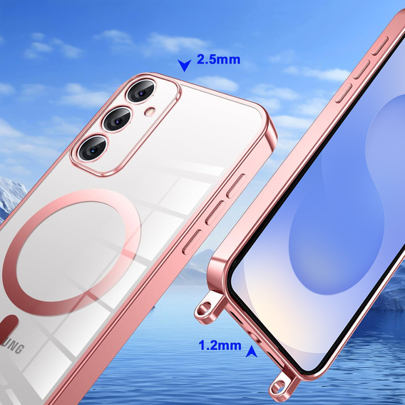 Etui do Samsung Galaxy S25+ Plus, Electro MagSafe, różowe + Smycz