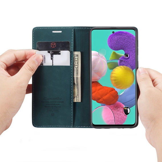 Etui CASEME do Samsung Galaxy A51, Leather Wallet Case, zielone