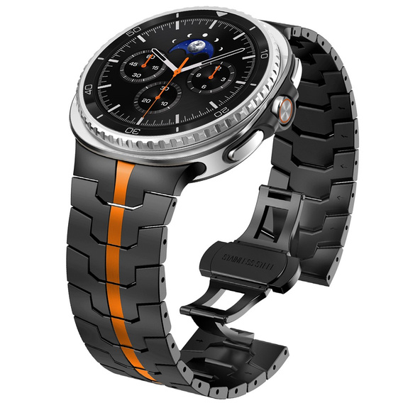 Bransoleta do Samsung Galaxy Watch 8 / 8 Classic, Czarna / Pomarańczowa