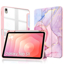 Etui do Samsung Galaxy Tab S11, Smartcase Hybrid, z miejscem na rysik, Marble różowe