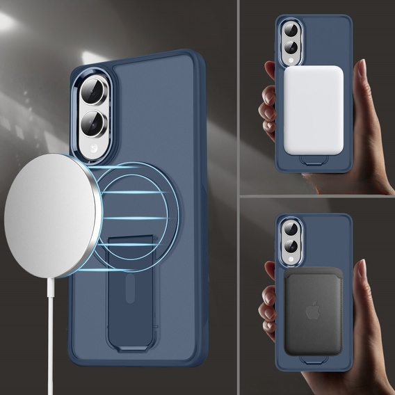 Etui do Samsung Galaxy S25 Edge, Kickstand Matt Case, do MagSafe, niebieskie