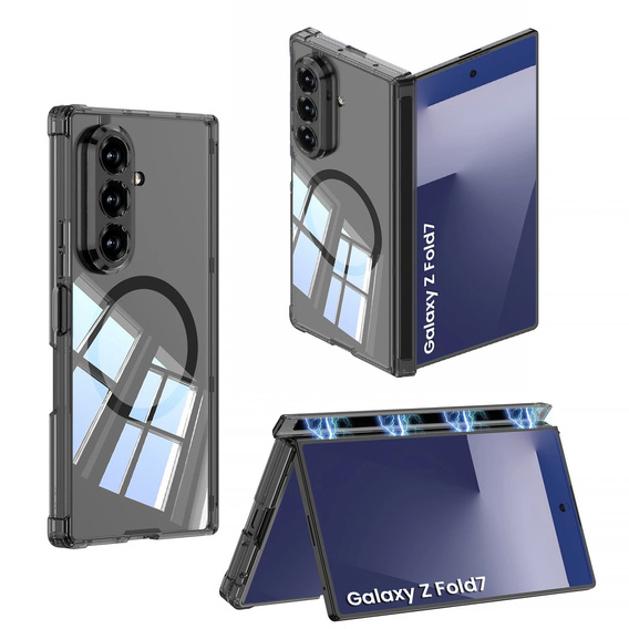 Etui GKK Magnetic do Samsung Galaxy Z Fold7 5G – przezroczyste / czarne