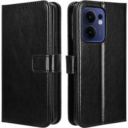 Etui z klapką do Oppo Reno 13F / Oppo Reno 13FS, Crazy Horse Wallet, czarne