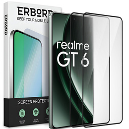 2x Szkło Hartowane do Realme GT 6, ERBORD 3D pełne, szybka na cały ekran