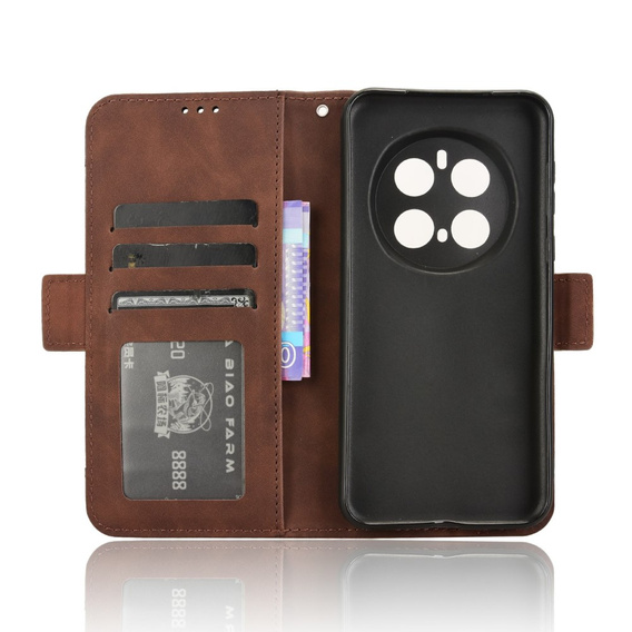 Etui z klapką do Honor Magic 7 Pro, Card Slot, brązowe