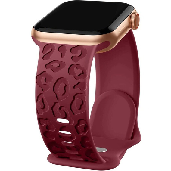 Pasek Silikonowy do Apple Watch 1/2/3/4/5/6/7/8/9/10/SE 38/40/41/42mm, Leopard, Bordowy