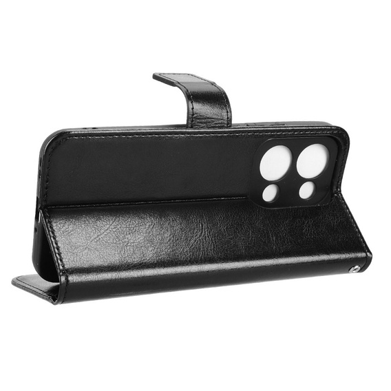 Etui z klapką do Oppo Reno 13, Crazy Horse Wallet, czarne