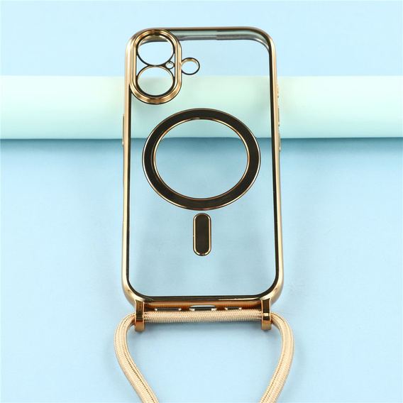 Etui do iPhone 17, Electro MagSafe, złote + Smycz