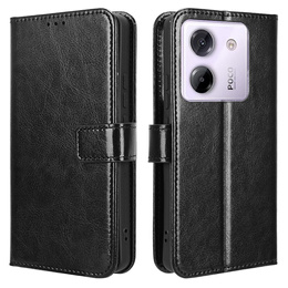 Etui z klapką do Xiaomi Poco M7 Pro 5G, Crazy Horse Wallet, czarne