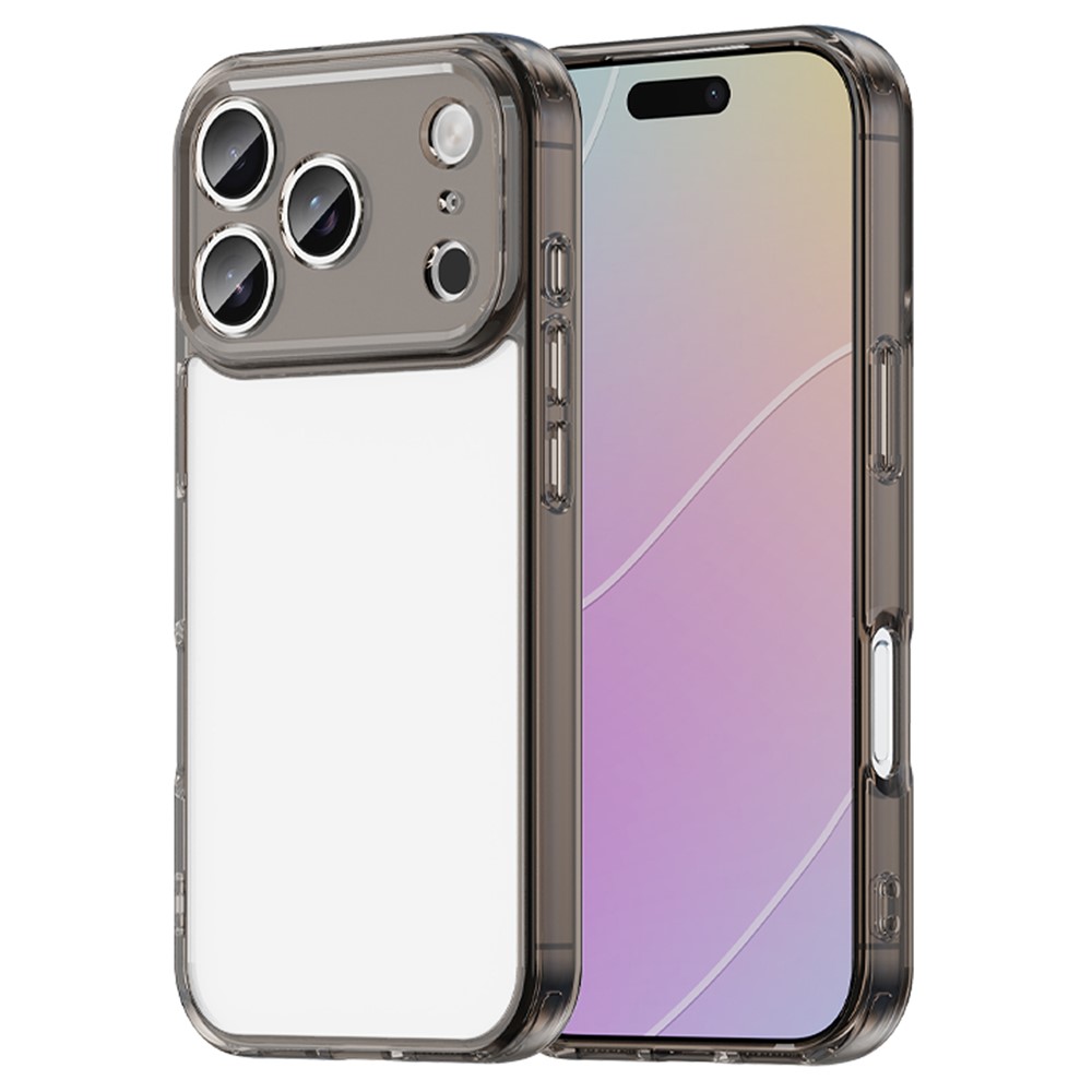 Etui do iPhone 17 Pro, silikonowe z twardym tyłem, przydymione czarne