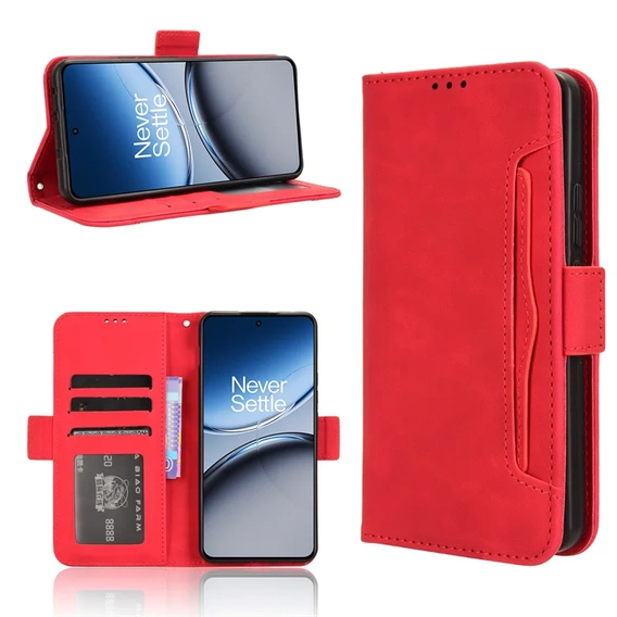 Etui z klapką do OnePlus Nord 4, Card Slot, czerwone