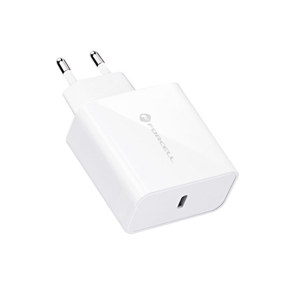 Forcell F-Energy TFK‑TC‑45WPD – Szybka ładowarka sieciowa USB-C 45 W QC4.0/PD - Biała