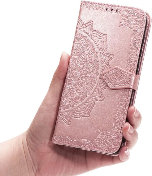 Etui z klapką do Samsung Galaxy M55 5G, Mandala, różowe