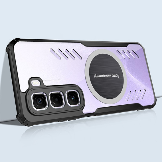 Etui do Infinix Hot 50 Pro+ 4G, z blaszką magnetyczne, przezroczyste / czarne