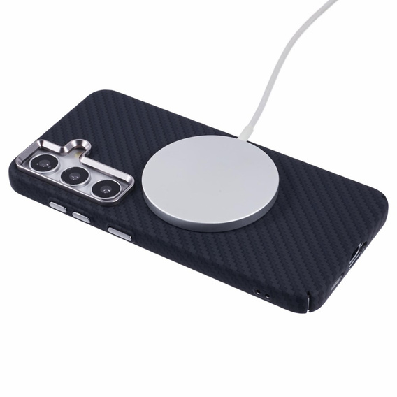Etui do Samsung Galaxy S25, Carbon Fiber MagSafe, czarne