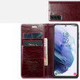 Etui z klapką CASEME do Samsung Galaxy S21, Waxy Textured, czerwone