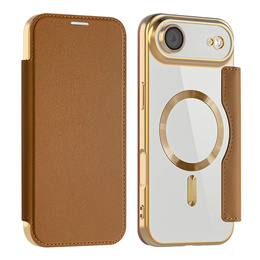 Etui z klapką do iPhone Air, RFID Wallet MagSafe z ochroną aparatu, brązowe