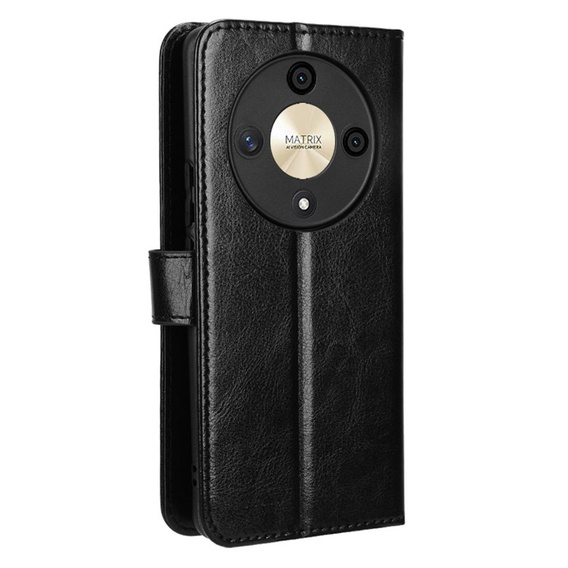 Etui z klapką do Honor Magic 6 Lite 5G, Crazy Horse Wallet, czarne