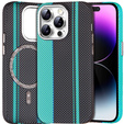 Etui do iPhone 14 Pro Max, Carbon Fiber MagSafe, czarne / niebieskie