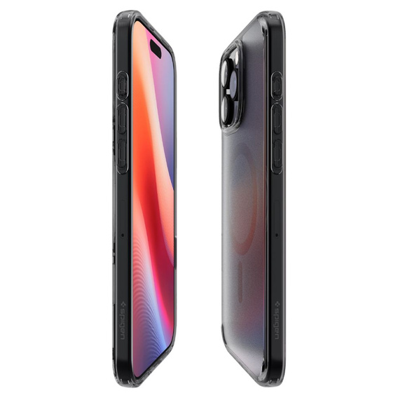 Etui z MagSafe Spigen do iPhone 16 Pro Max, Ultra Hybrid "T", matowe przezroczyste / czarne + Szkło Hartowane 9H