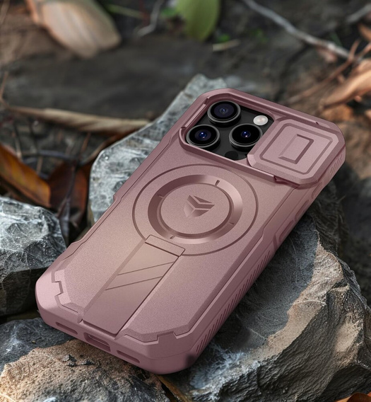 Etui pancerne Dexnor CamProtect z MagSafe do iPhone 16 Pro – różowe