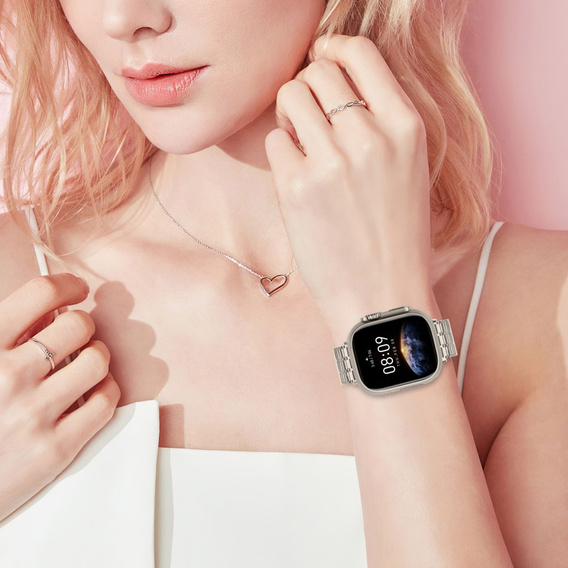 Stalowa Bransoleta do Apple Watch 1/2/3/4/5/6/7/8/9/10/11/SE Ultra 1/2/3 42/44/45/46/49mm, Beżowa