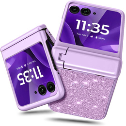 Etui do Motorola Razr 60 Ultra – Glitter PC Case ze szkłem i podstawką - fioletowe