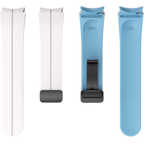 Pasek Silikonowy do Samsung Galaxy Watch 4/5/6/7/FE 40/42/43/44/45/46/47mm, Biały / Niebieski