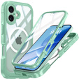 Etui do iPhone 17, Shockproof, ze szkłem, do MagSafe, zielone